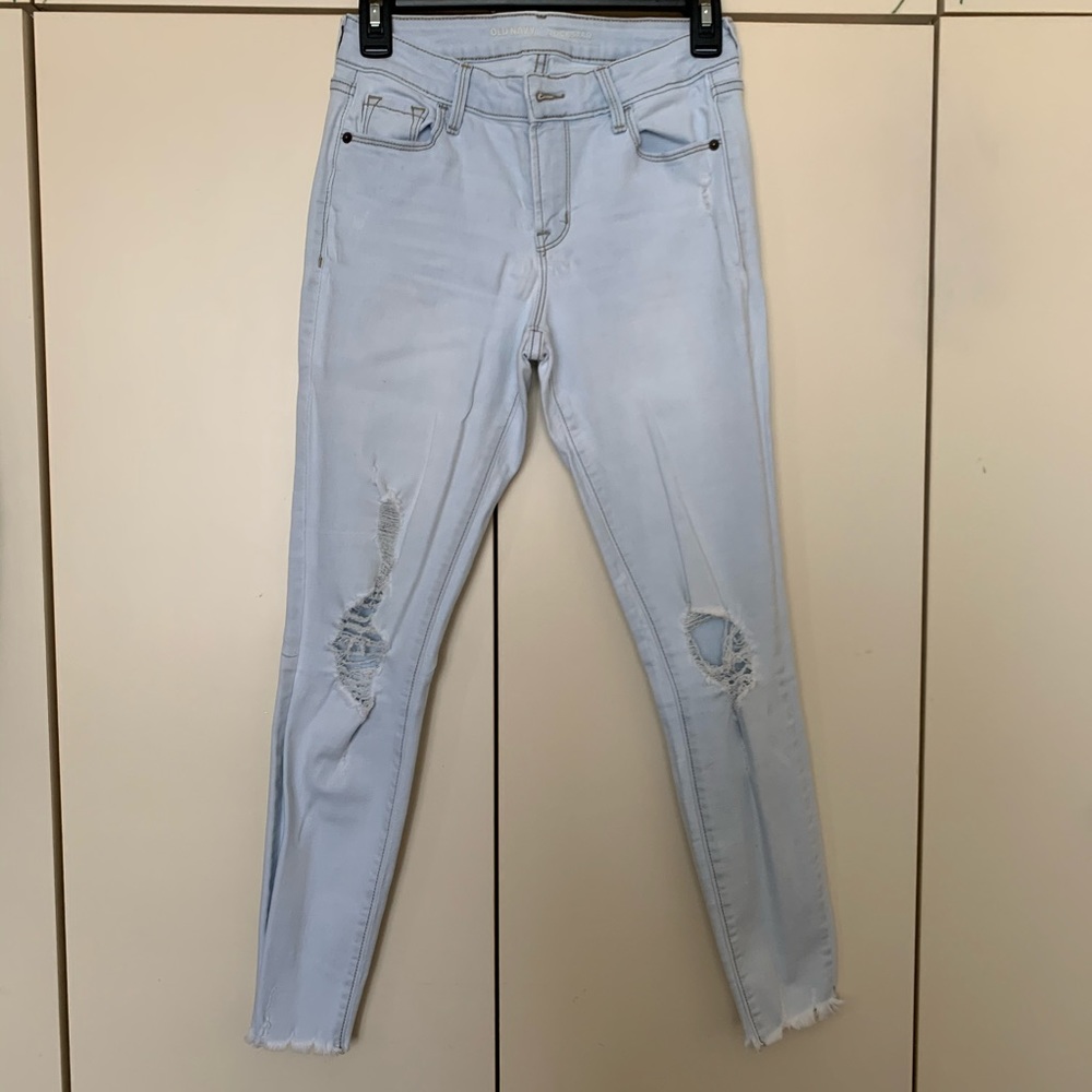 light wash ripped old navy rockstar mid rise jeans